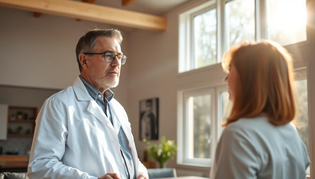 A middle-aged man in a white lab coat, glasses, and a thoughtful expression stands in a well-lit home interior. He gestures toward a wall, discussing energy-efficient insulation options with a homeowner. Sunlight streams through large windows, illuminating the scene with a warm, inviting glow. The background features modern, minimalist furnishings, hinting at the subject's expertise in thermal optimization and sustainable design. The overall atmosphere conveys a sense of professional authority and practical problem-solving. A middle-aged man in a white lab coat, glasses, and a thoughtful expression stands in a well-lit home interior. He gestures toward a wall, discussing energy-efficient insulation options with a homeowner. Sunlight streams through large windows, illuminating the scene with a warm, inviting glow. The background features modern, minimalist furnishings, hinting at the subject's expertise in thermal optimization and sustainable design. The overall atmosphere conveys a sense of professional authority and practical problem-solving.