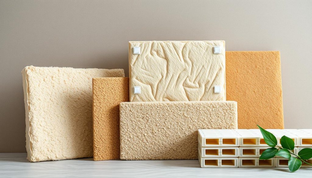 A well-lit, high-resolution photograph of a variety of eco-friendly insulation products, including hemp-based insulation panels, natural fiber insulation batts, and recycled plastic insulation boards. The products are arranged neatly on a neutral-colored background, showcasing their texture, color, and size. The lighting is soft and diffused, highlighting the natural, organic qualities of the materials. The composition is balanced, with the products taking up the majority of the frame, allowing the viewer to clearly see the details and characteristics of each item. The overall mood is one of quality, sustainability, and environmental responsibility. A well-lit, high-resolution photograph of a variety of eco-friendly insulation products, including hemp-based insulation panels, natural fiber insulation batts, and recycled plastic insulation boards. The products are arranged neatly on a neutral-colored background, showcasing their texture, color, and size. The lighting is soft and diffused, highlighting the natural, organic qualities of the materials. The composition is balanced, with the products taking up the majority of the frame, allowing the viewer to clearly see the details and characteristics of each item. The overall mood is one of quality, sustainability, and environmental responsibility.